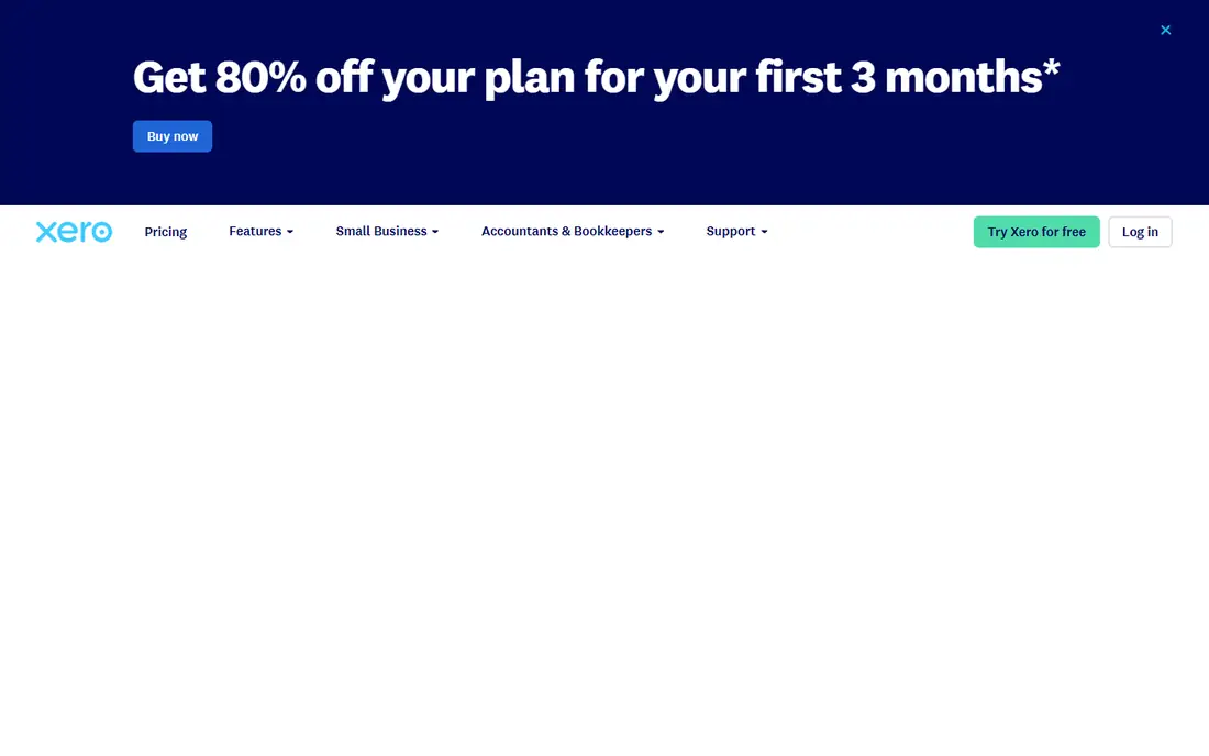 Xero homepage