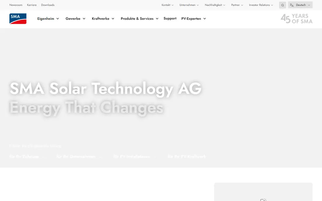 SMA Sunny Portal homepage