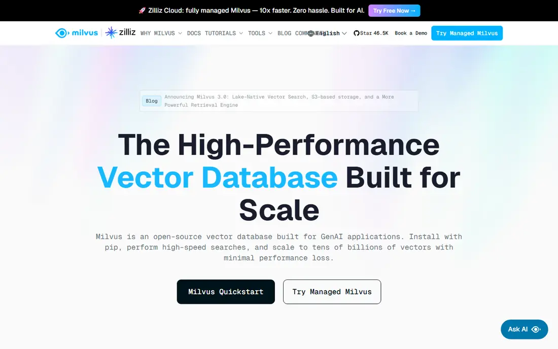 Milvus homepage