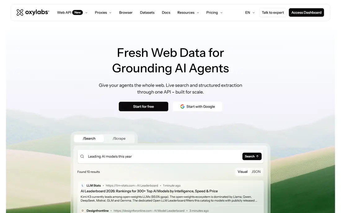 Oxylabs homepage