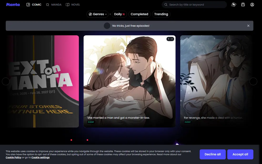 Manta homepage