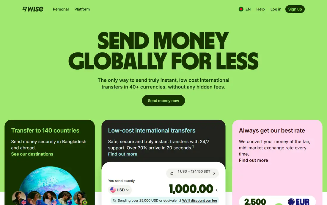 Wise homepage