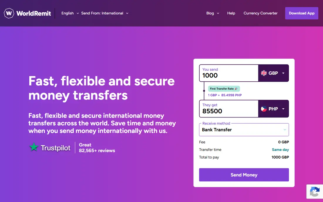 WorldRemit homepage