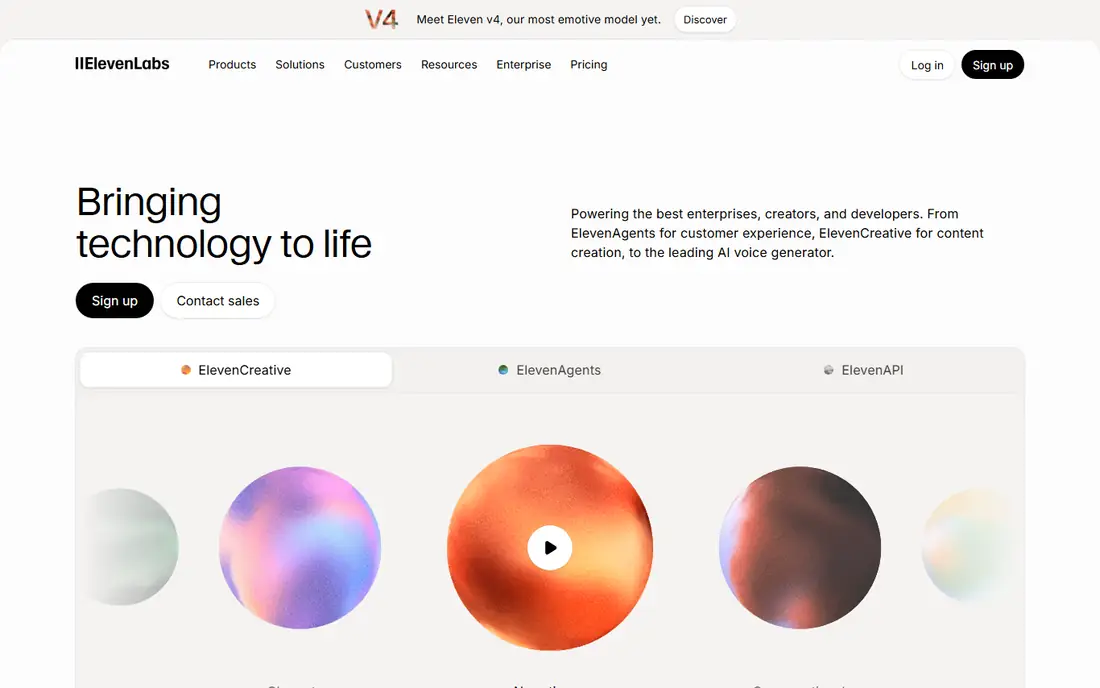 ElevenLabs homepage
