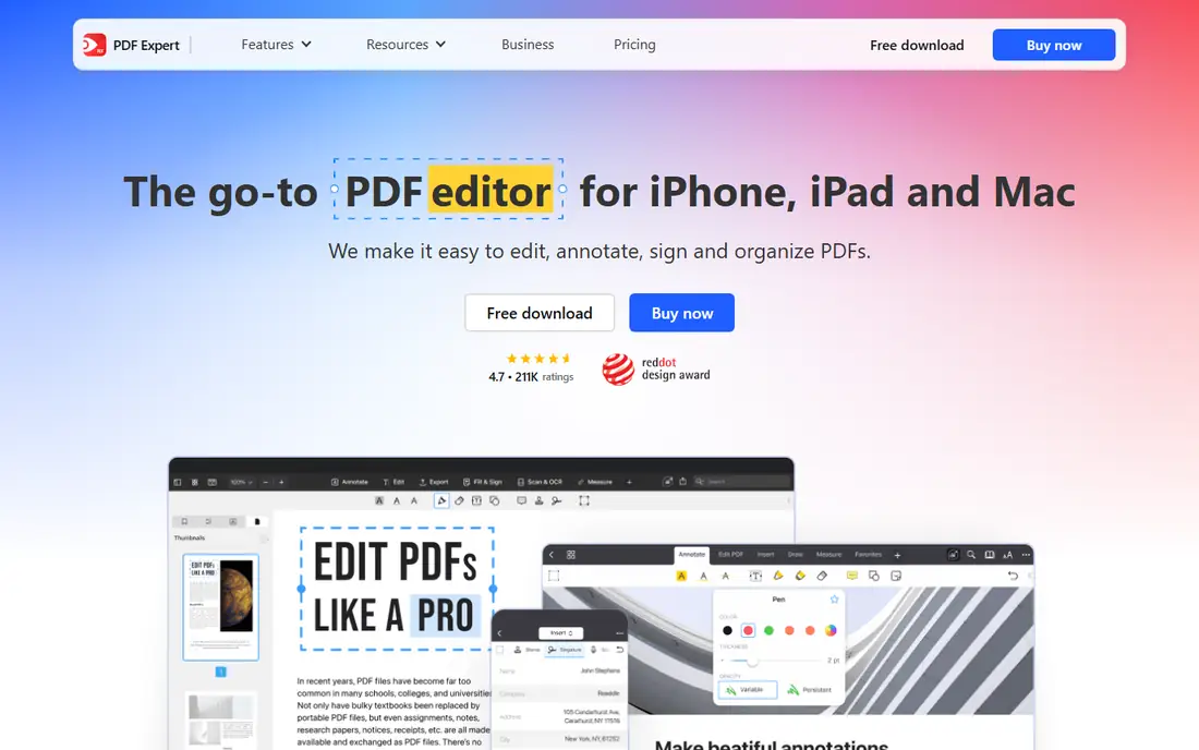 PDF Expert homepage