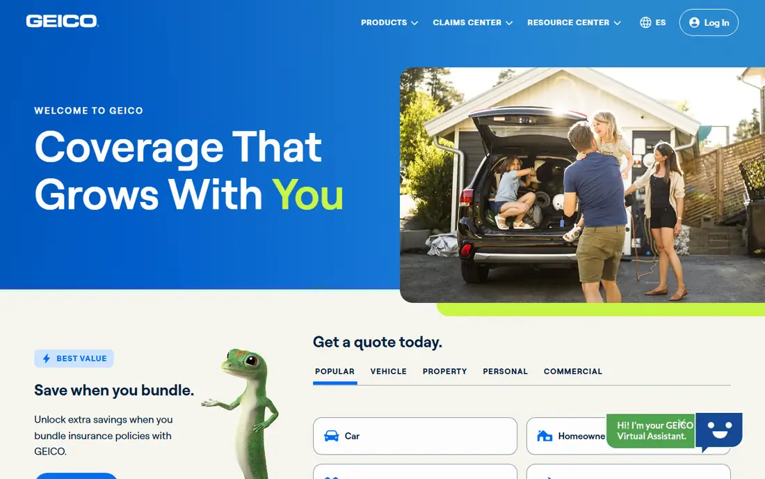 GEICO homepage