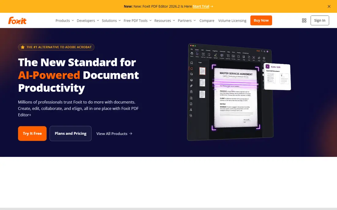 Foxit PDF Editor homepage