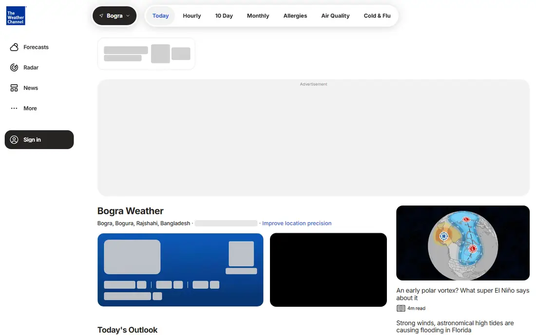 The Weather Channel homepage