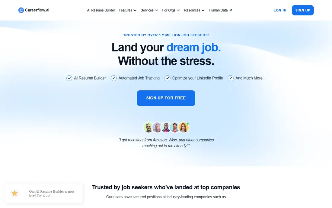 Careerflow homepage