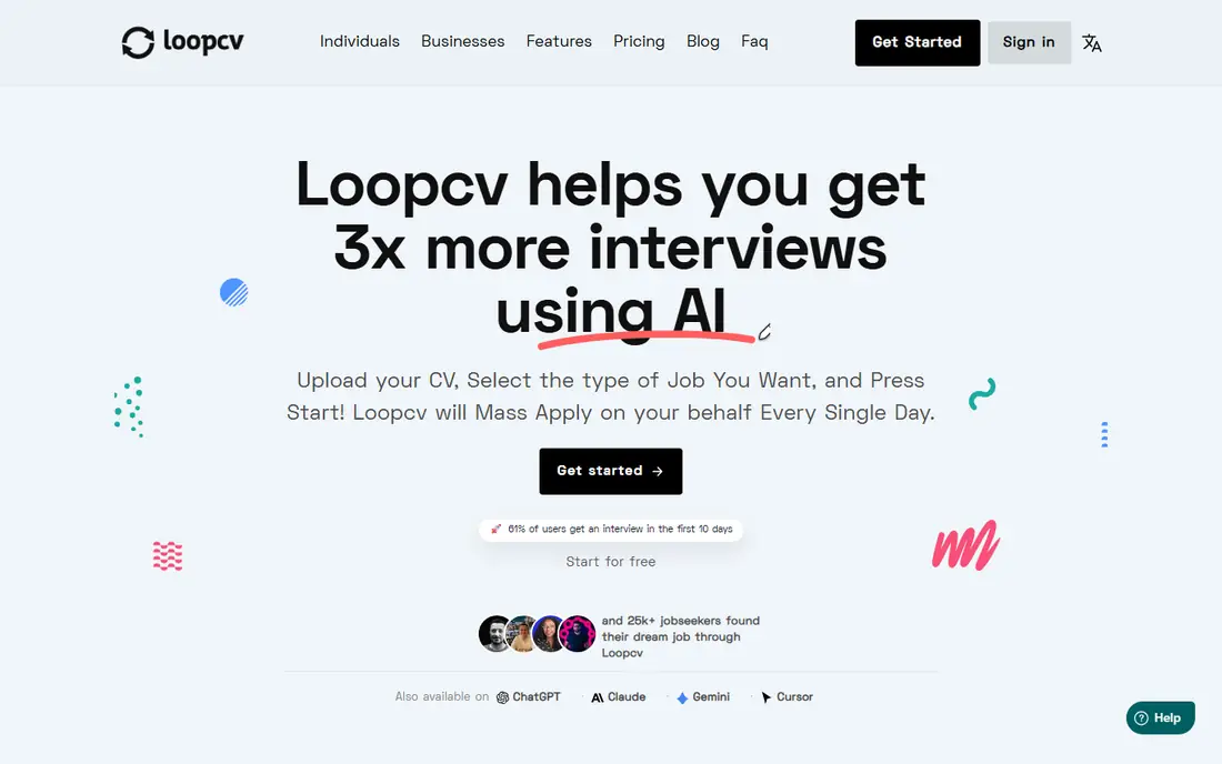 LoopCV homepage
