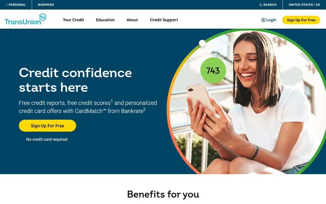 TransUnion homepage