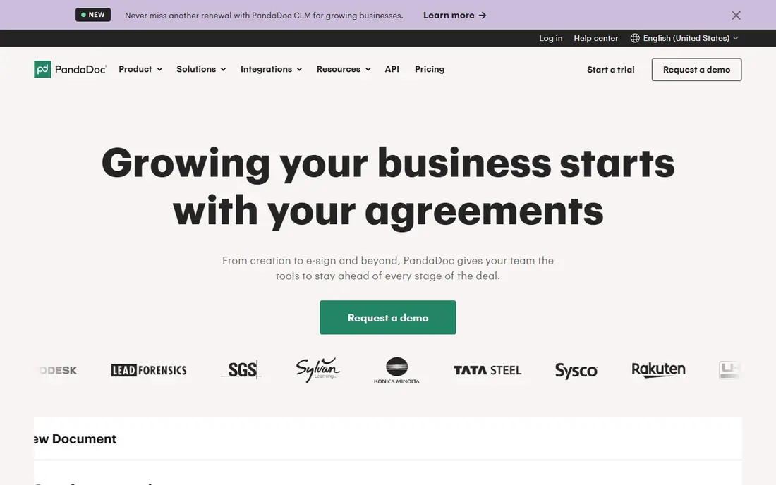 PandaDoc homepage