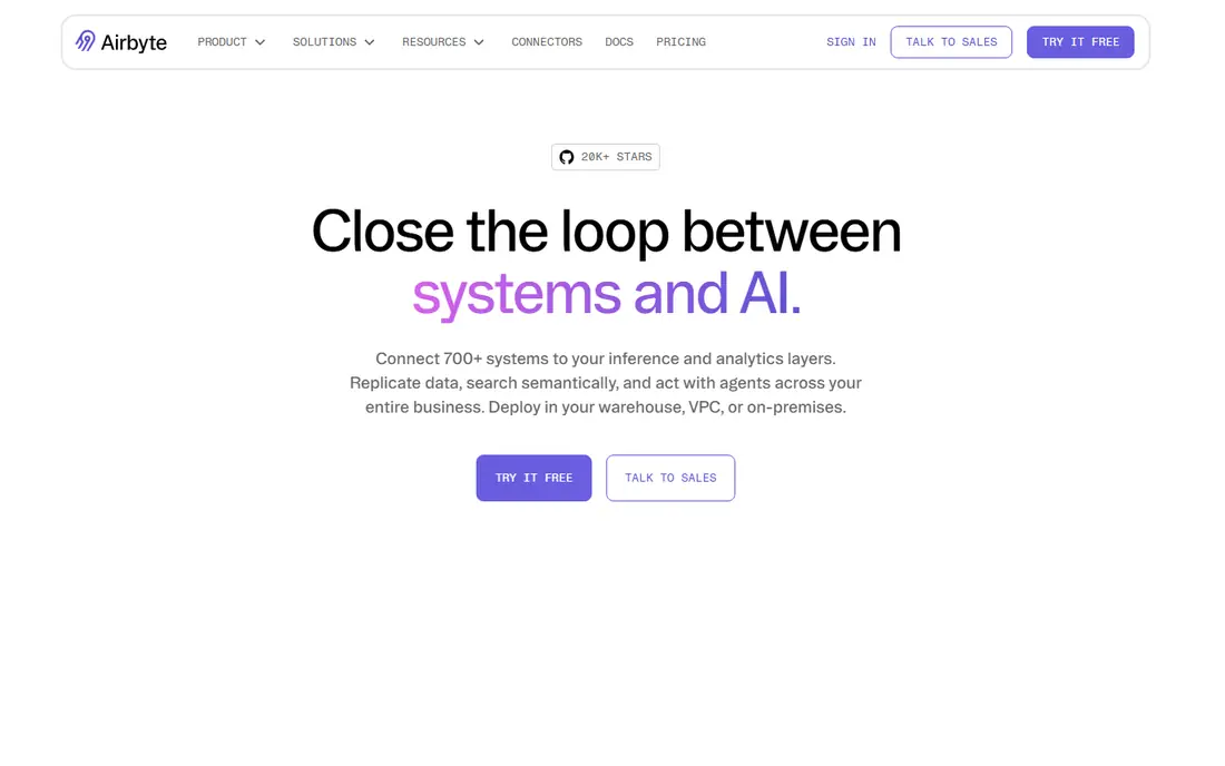 Airbyte homepage