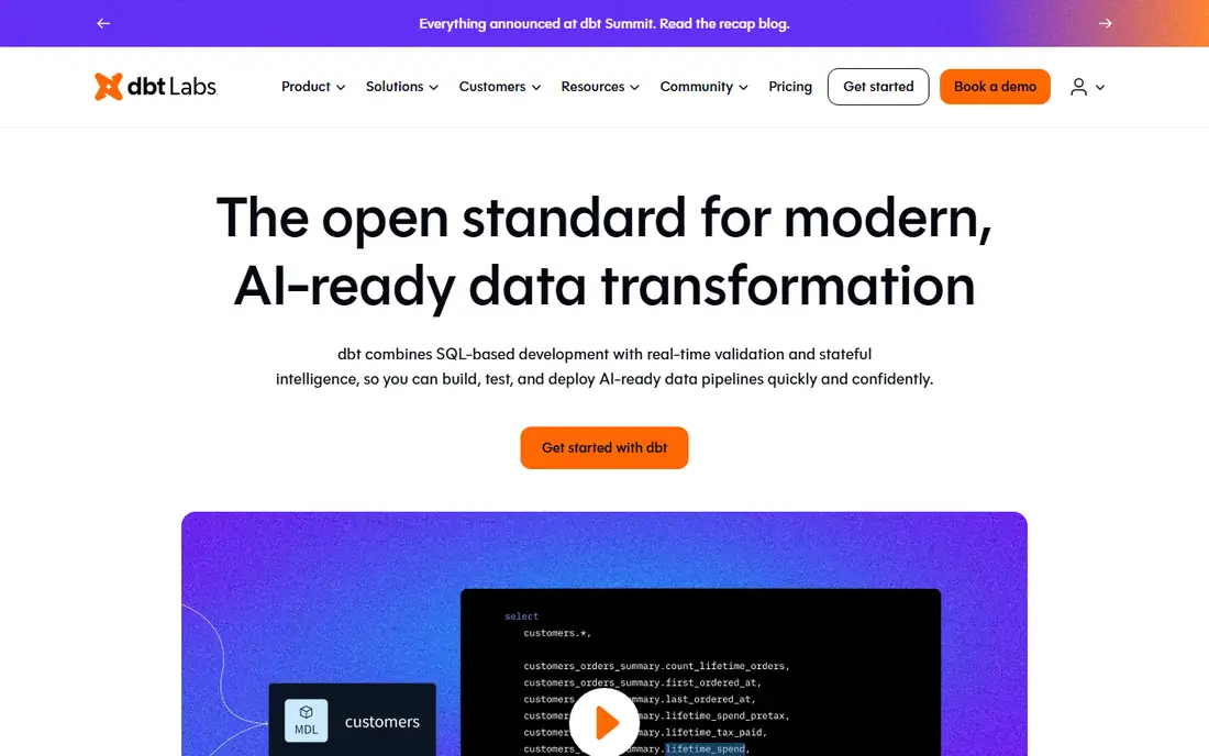 dbt Cloud homepage