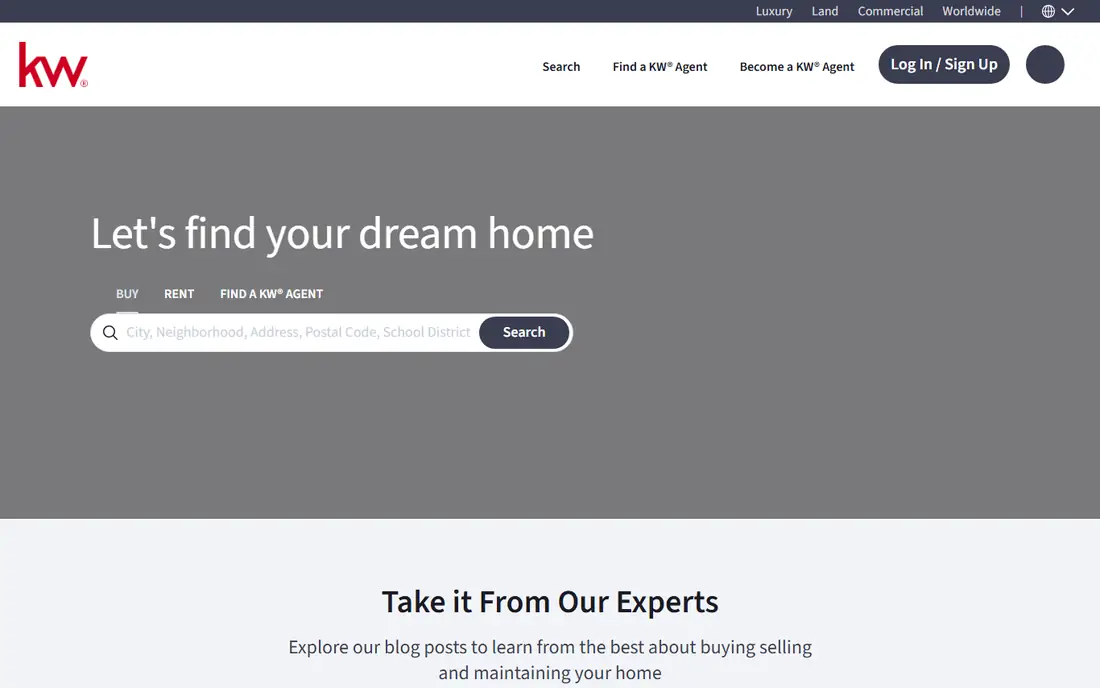 Keller Williams homepage