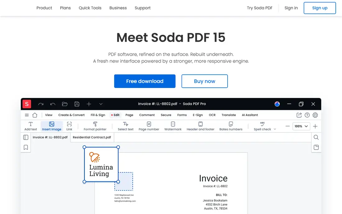 Soda PDF homepage
