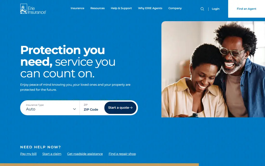 Erie Insurance homepage