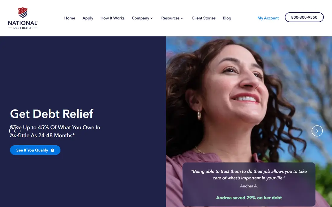 National Debt Relief homepage
