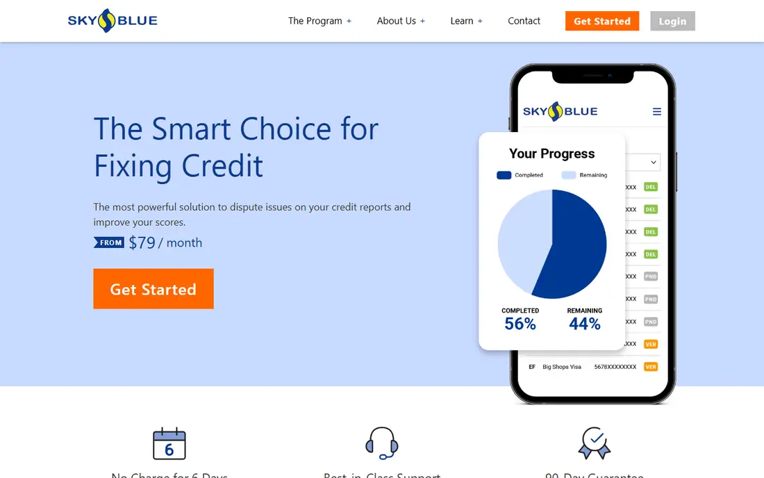 Sky Blue Credit homepage