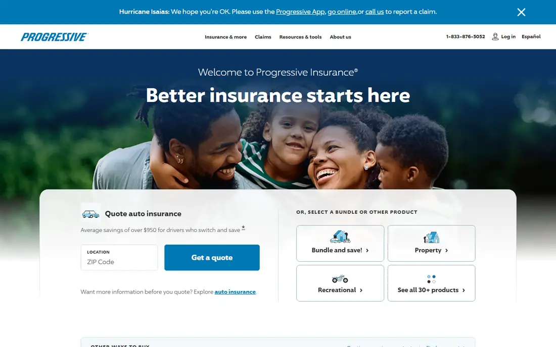 Progressive homepage