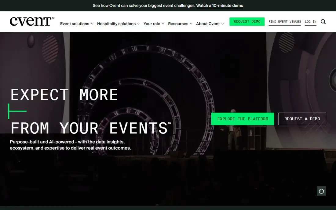 Cvent homepage