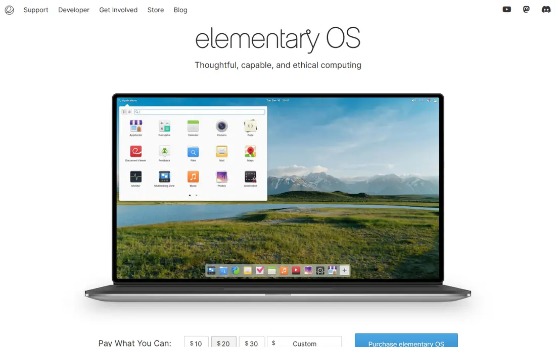 elementary OS homepage