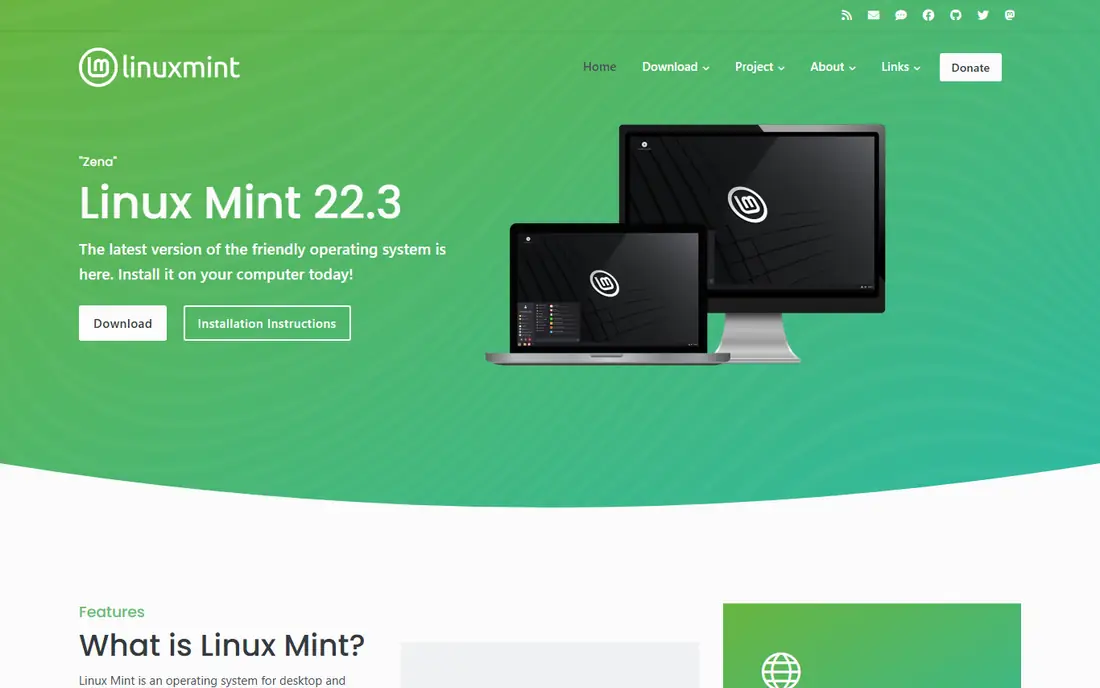 Linux Mint homepage