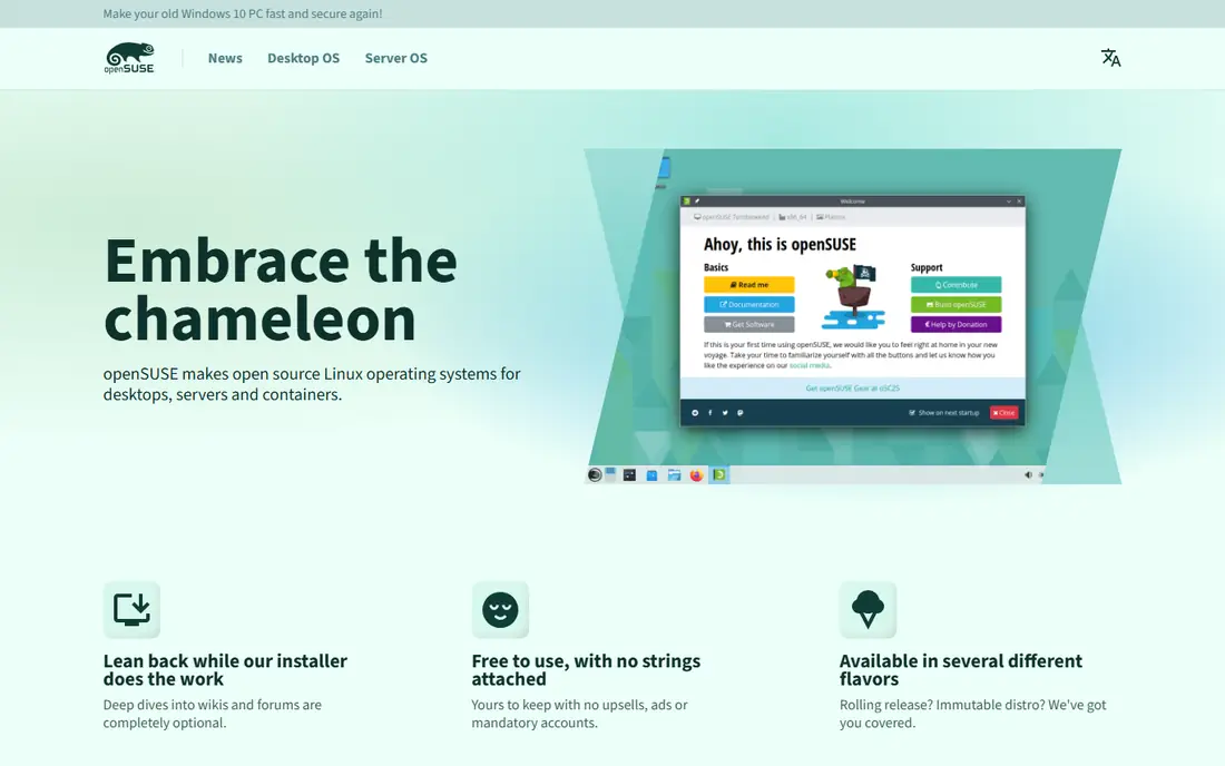 openSUSE homepage