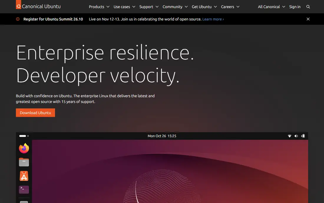 Ubuntu homepage