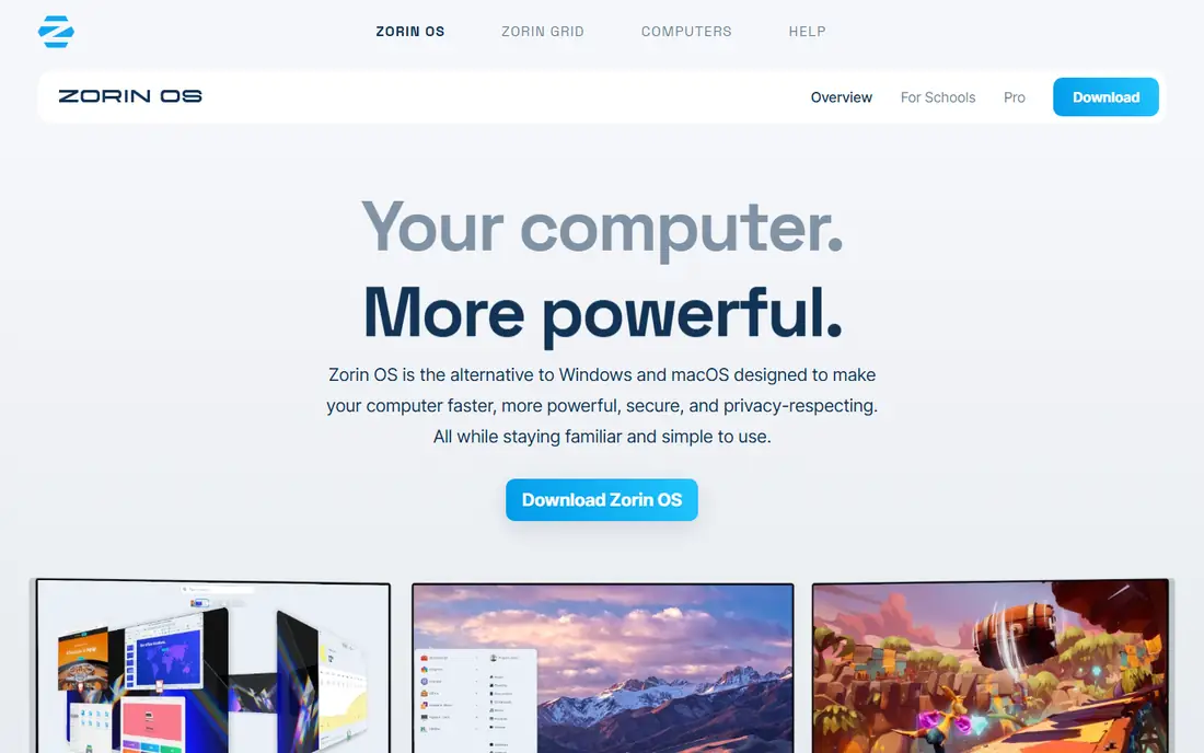 Zorin OS homepage