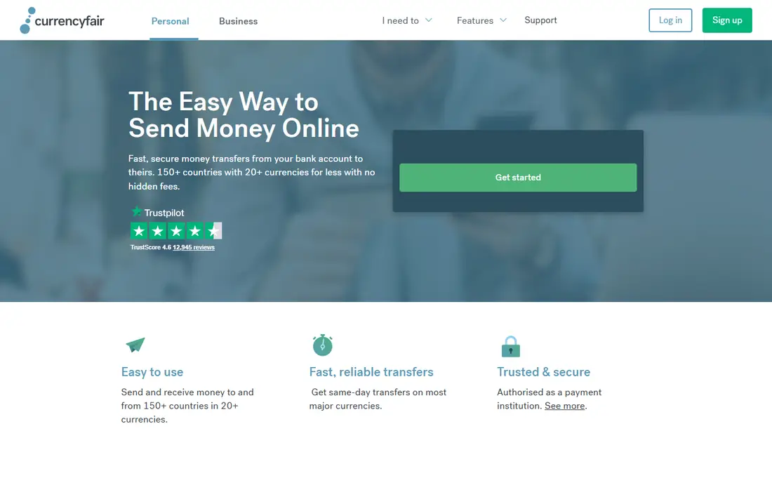 CurrencyFair homepage