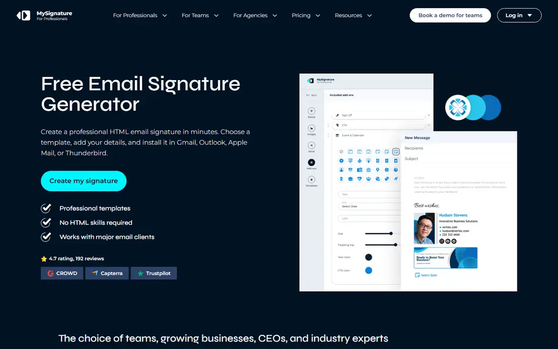 MySignature homepage