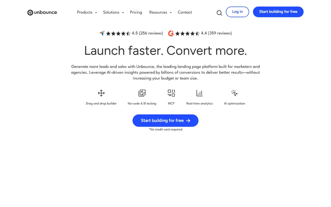 Unbounce homepage