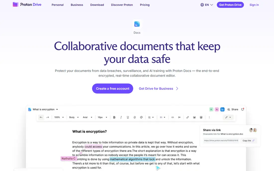 Proton Docs homepage