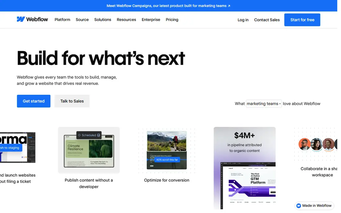 Webflow homepage