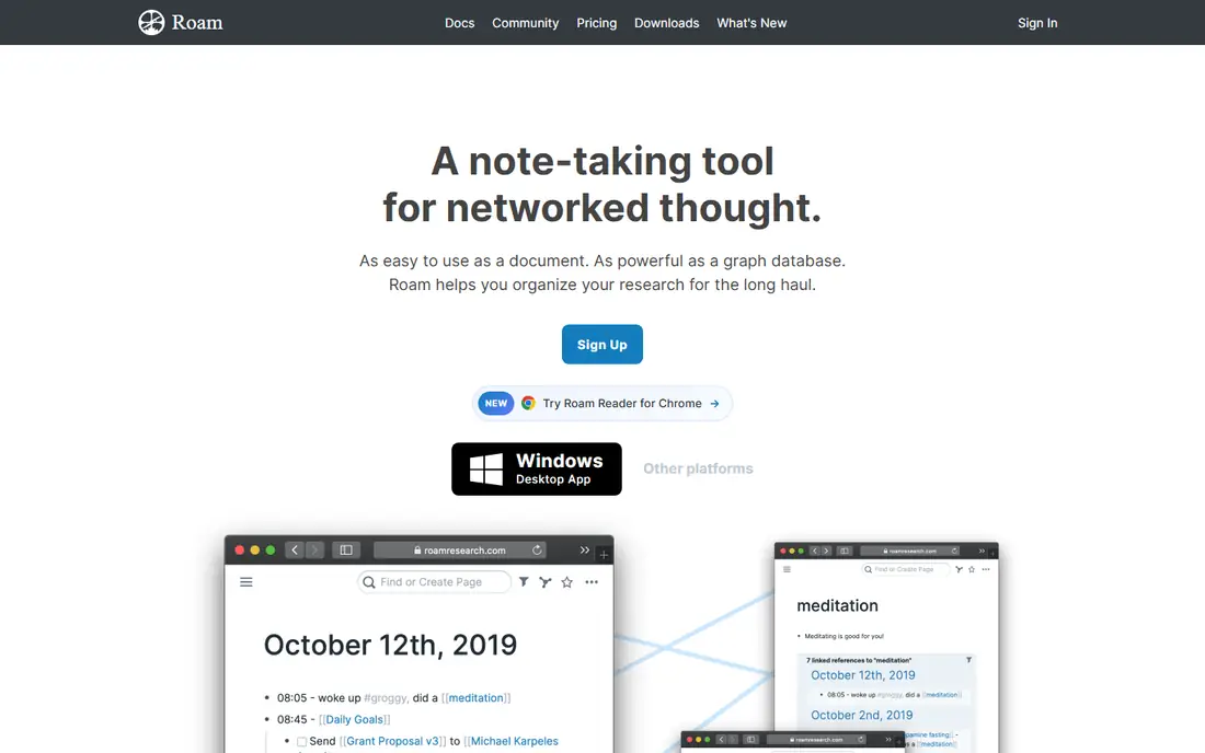 Roam Research homepage