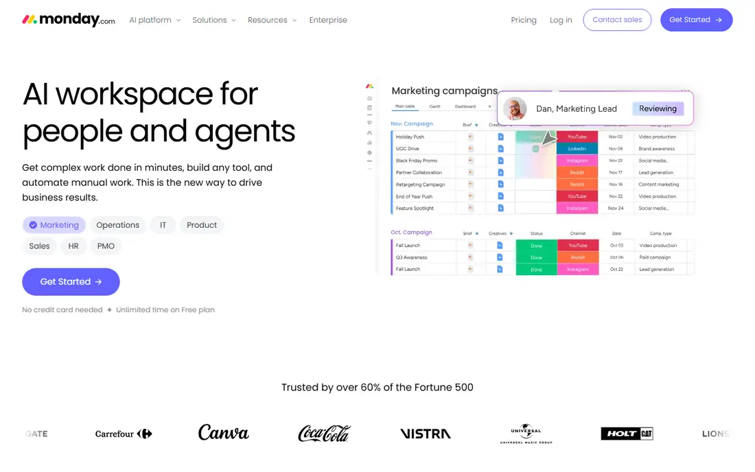 Monday.com homepage