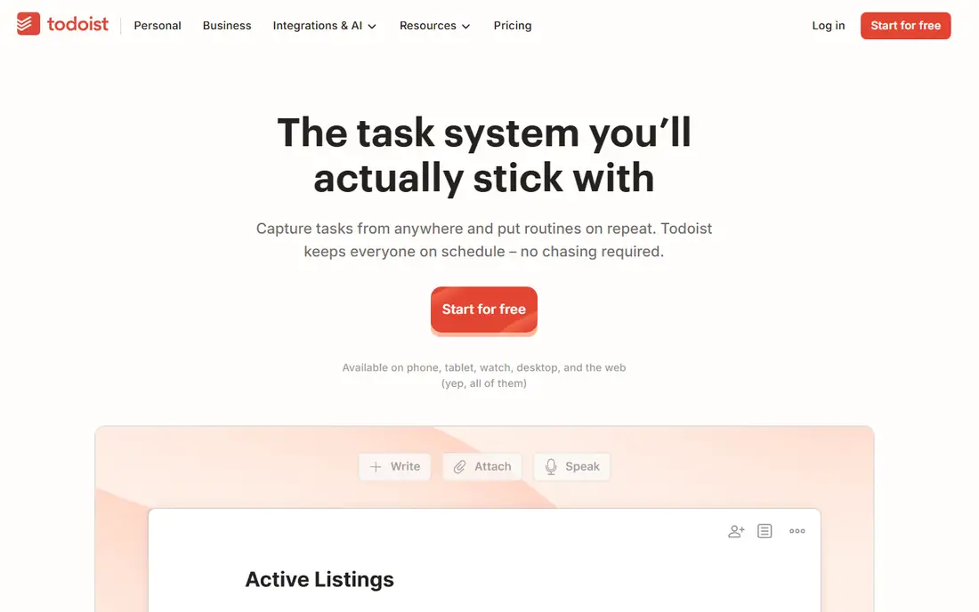 Todoist homepage