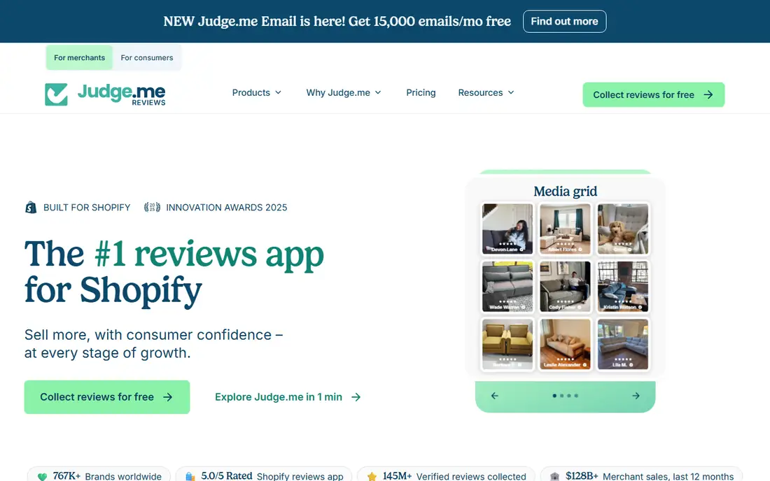 Judge.me homepage