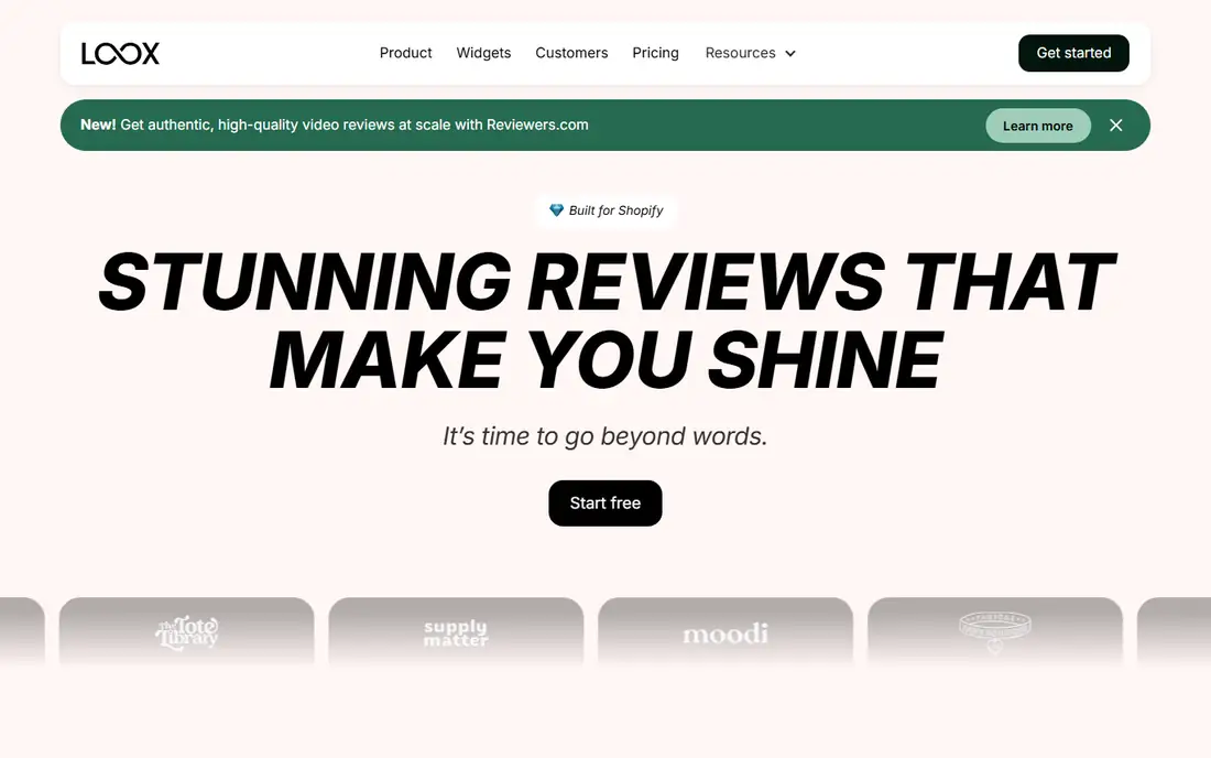 Loox homepage