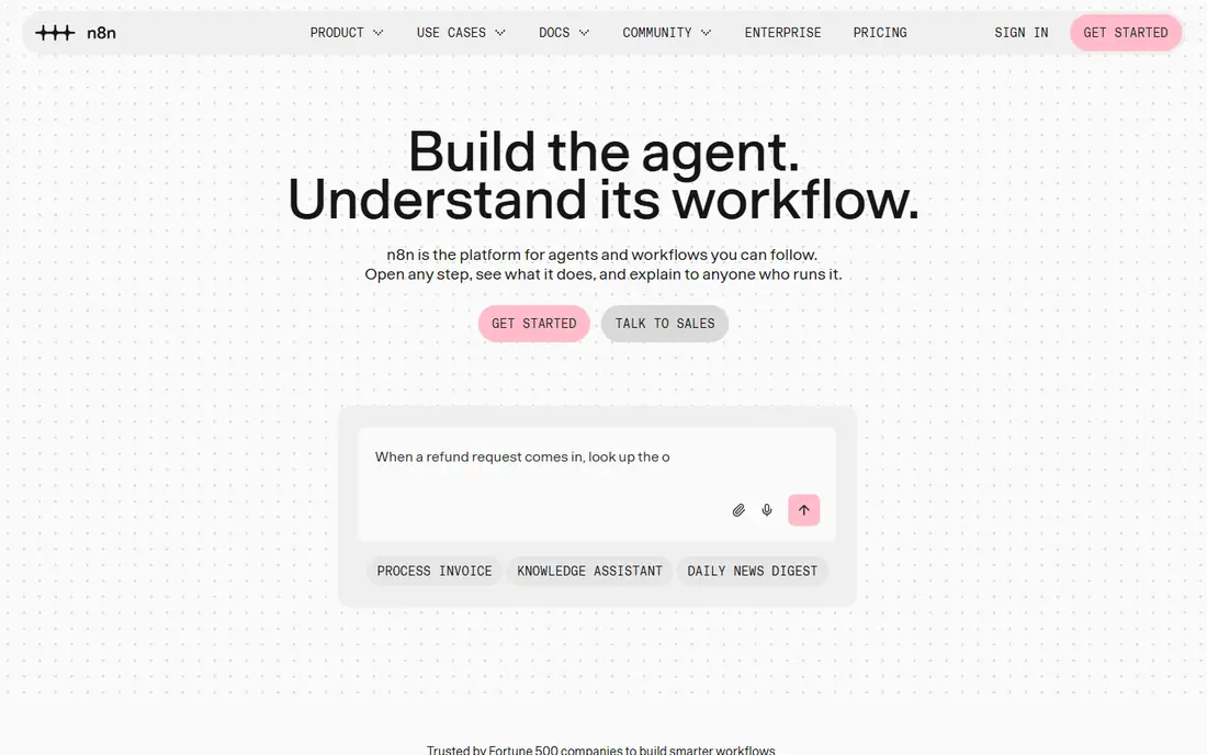 n8n homepage