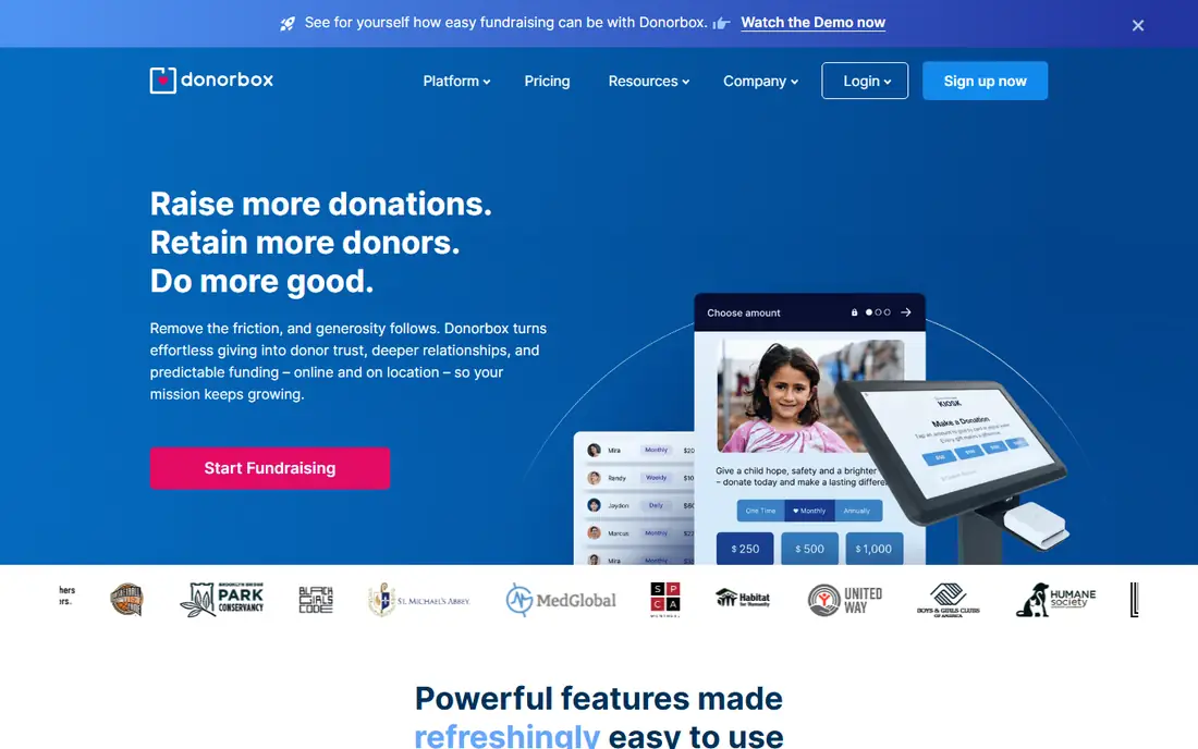 Donorbox homepage