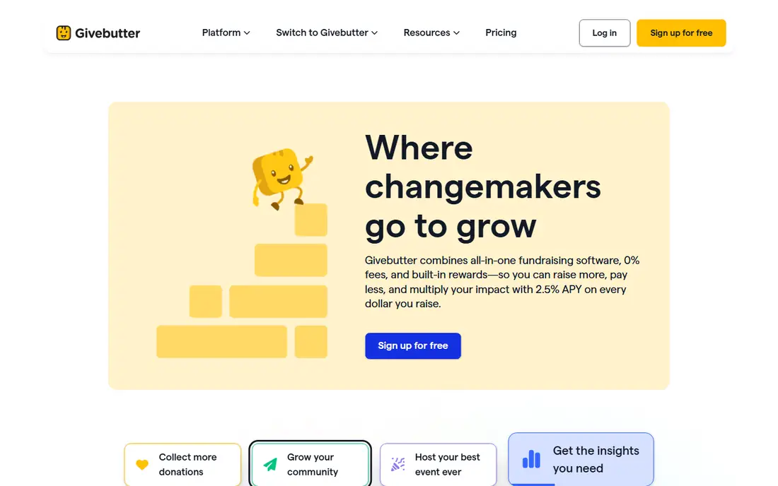 Givebutter homepage
