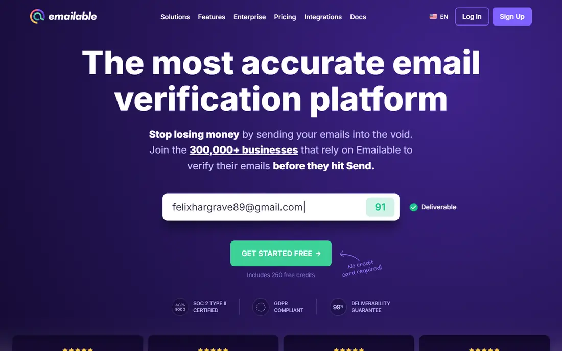 Emailable homepage