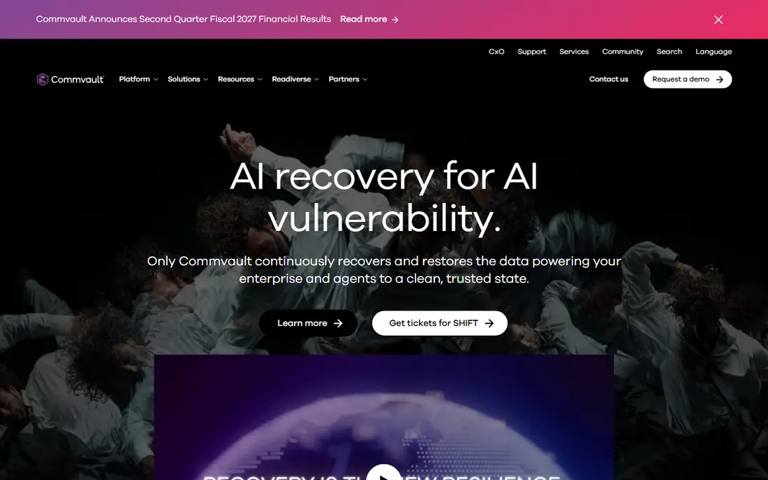 Commvault Cloud homepage