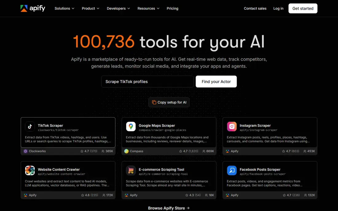 Apify homepage
