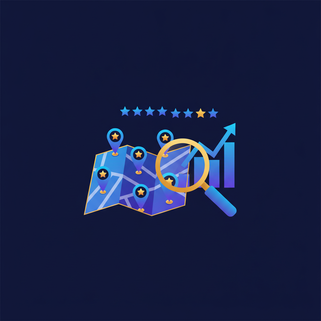Best local SEO tools 2026 dashboard with map pins, review stars and a ranking chart