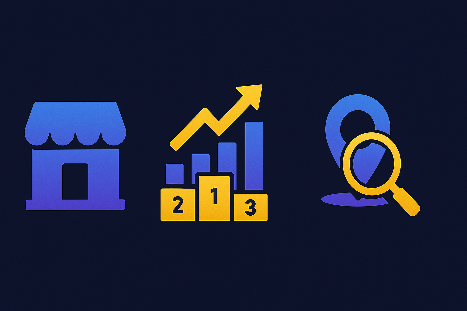 Best SEO companies for small business, illustrated with a storefront, ranking podium, and local search magnifier