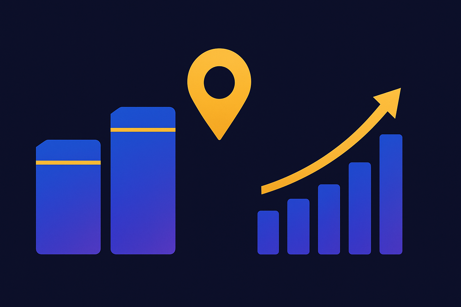 Local SEO packages pricing tiers with map pin and ranking chart