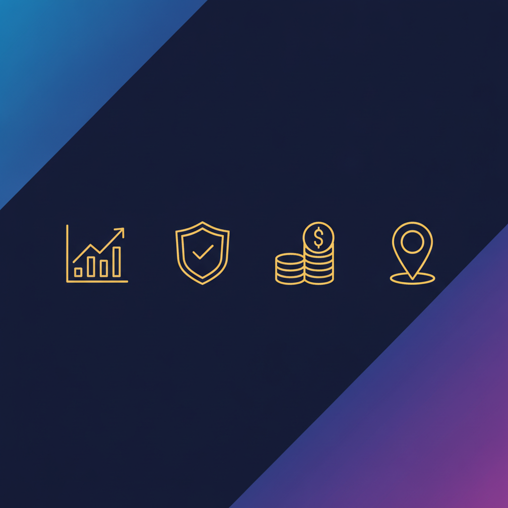 SEO for financial advisors illustration with a growth chart, a trust shield, and a map pin